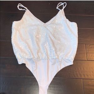 White sequin bodysuit